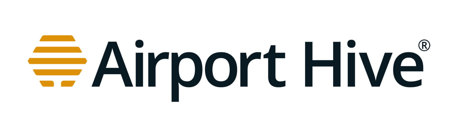 Airport Hive logo with dark text and orange hive