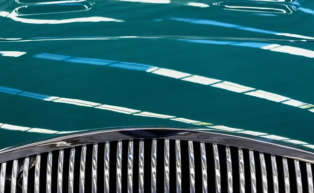 british racing green car bonnet and grill